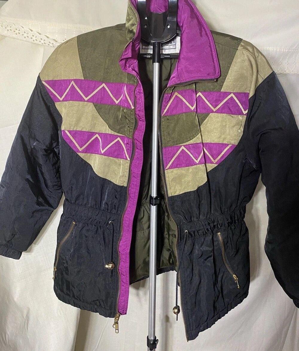 Vintage Fera Ski Jacket Womens 10 Retro 80s 90s Colorblock Puffer Nice!